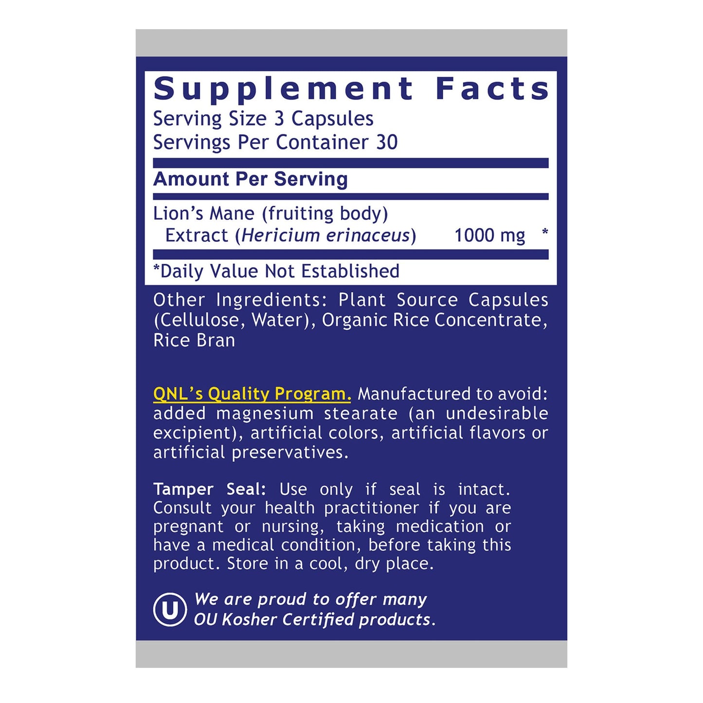 Quantum Nutrition Lion's Mane Mushroom Supplement Capsules, 90 Count