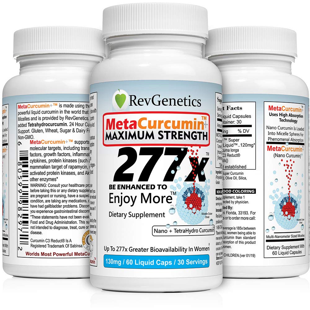 REVGENETICS MetaCurcumin 277x Super Curcumin + TetraHydroCurcumin Capsules, 60 Count