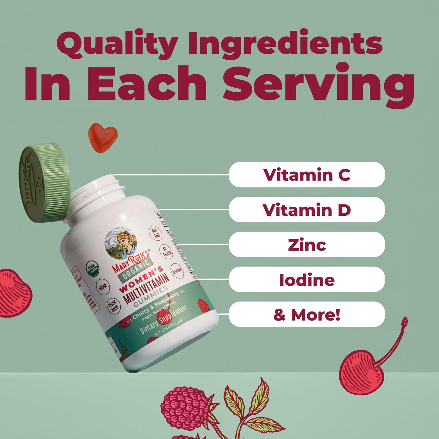 MARYRUTH'S Multivitamin Gummies for Women Ages 14+ 60 Count