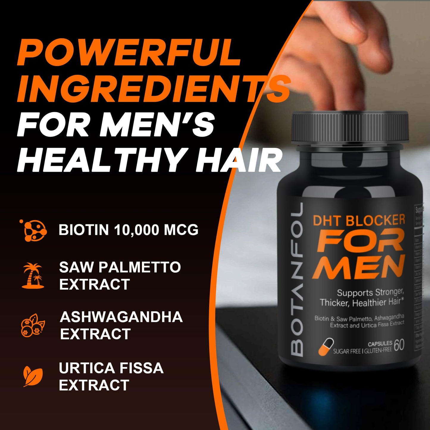 BOTANFOL DHT Blocker for Men Hair Growth Capsule, 60 Capsules