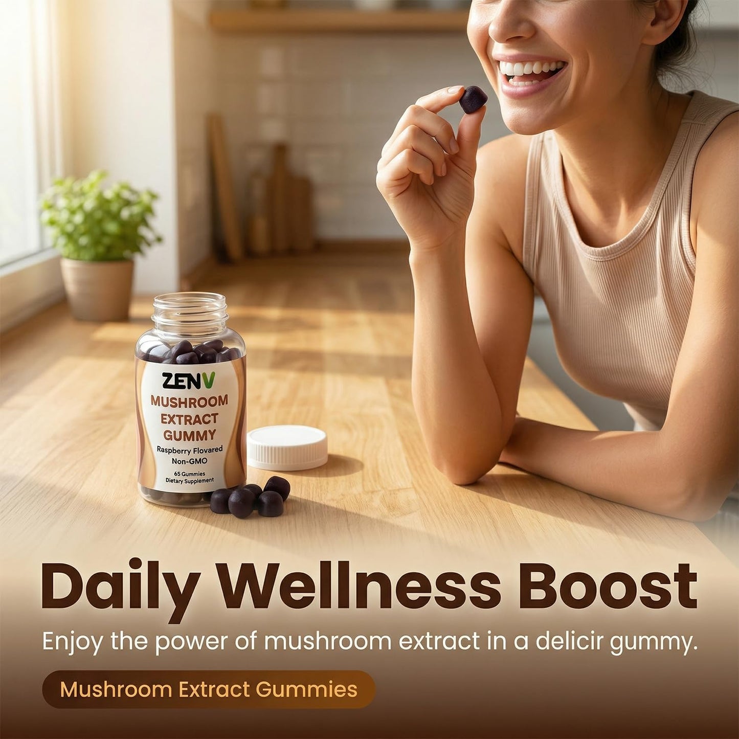 ZENV Mushroom Extract Gummies, 60 Count