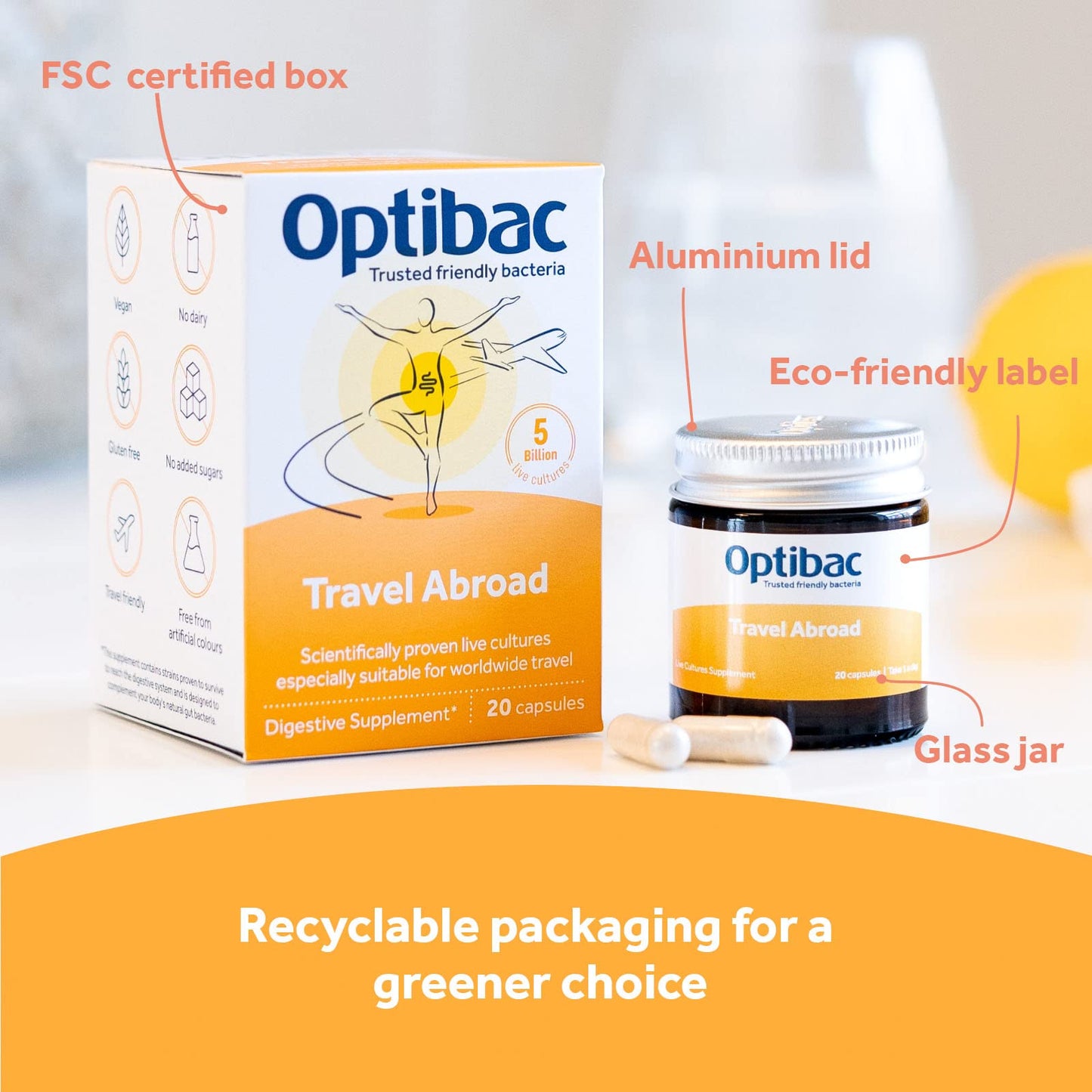 Optibac Probiotics for Travelling Abroad PMP UK Capsules, 20