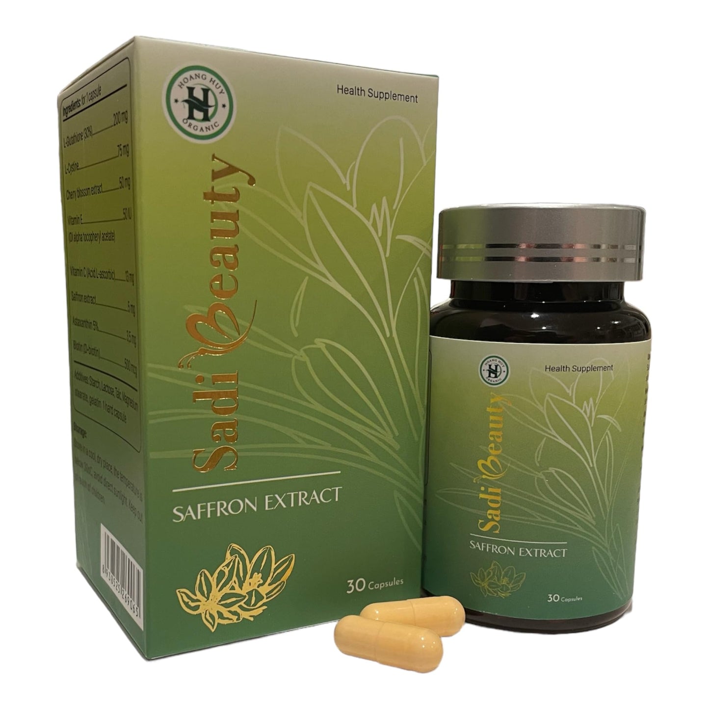 Sadi Beauty Saffron Extract Capsules with L-Glutathione, Vitamin C, Vitamin E, 30 Capsules