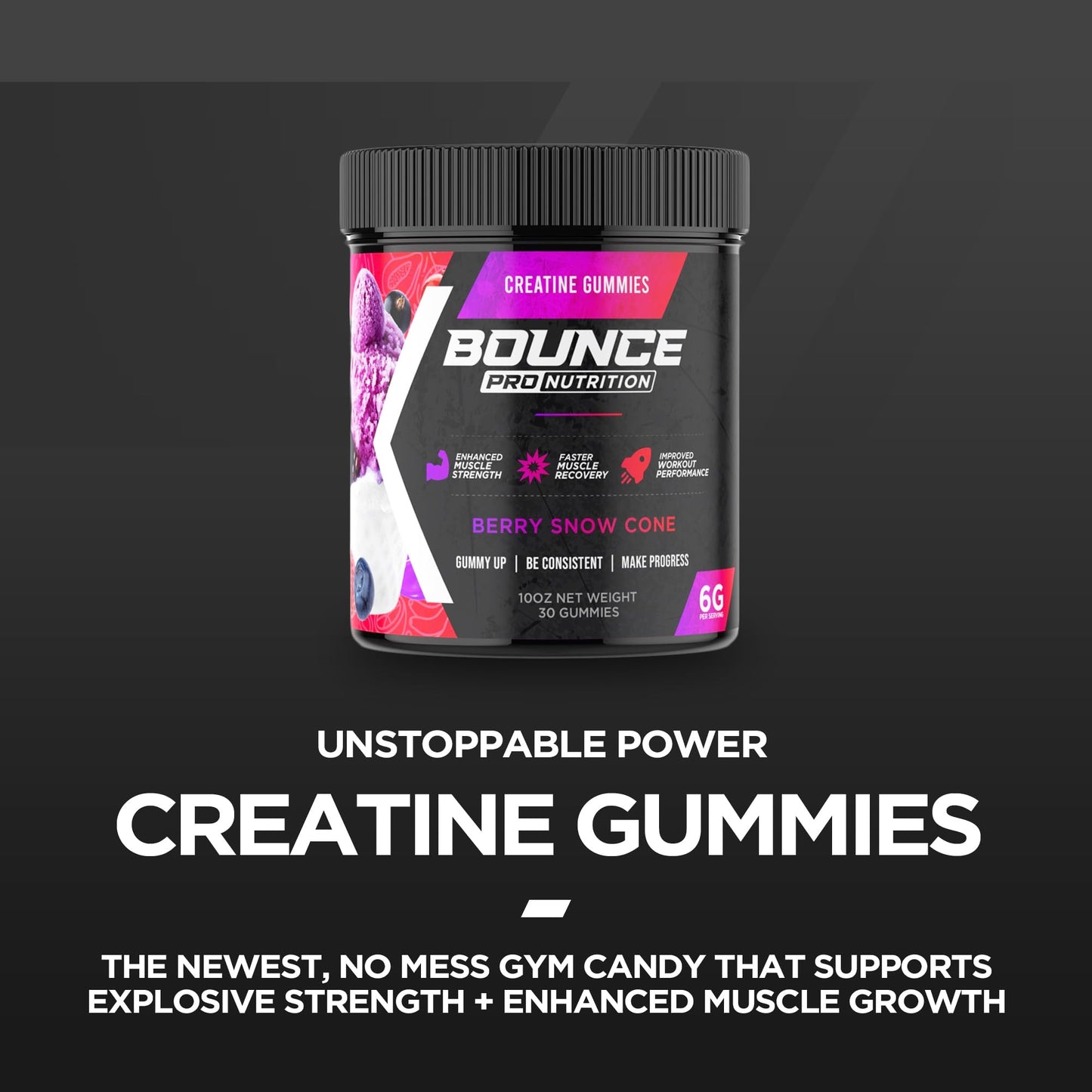 Bounce Pro Creatine Monohydrate Gummies, 51 Count