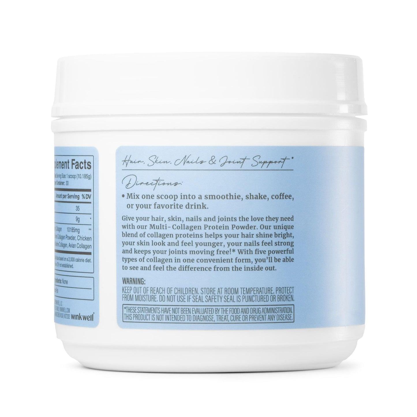 Wink Naturals Well Unflavored Multi-Collagen Protein Powder 30