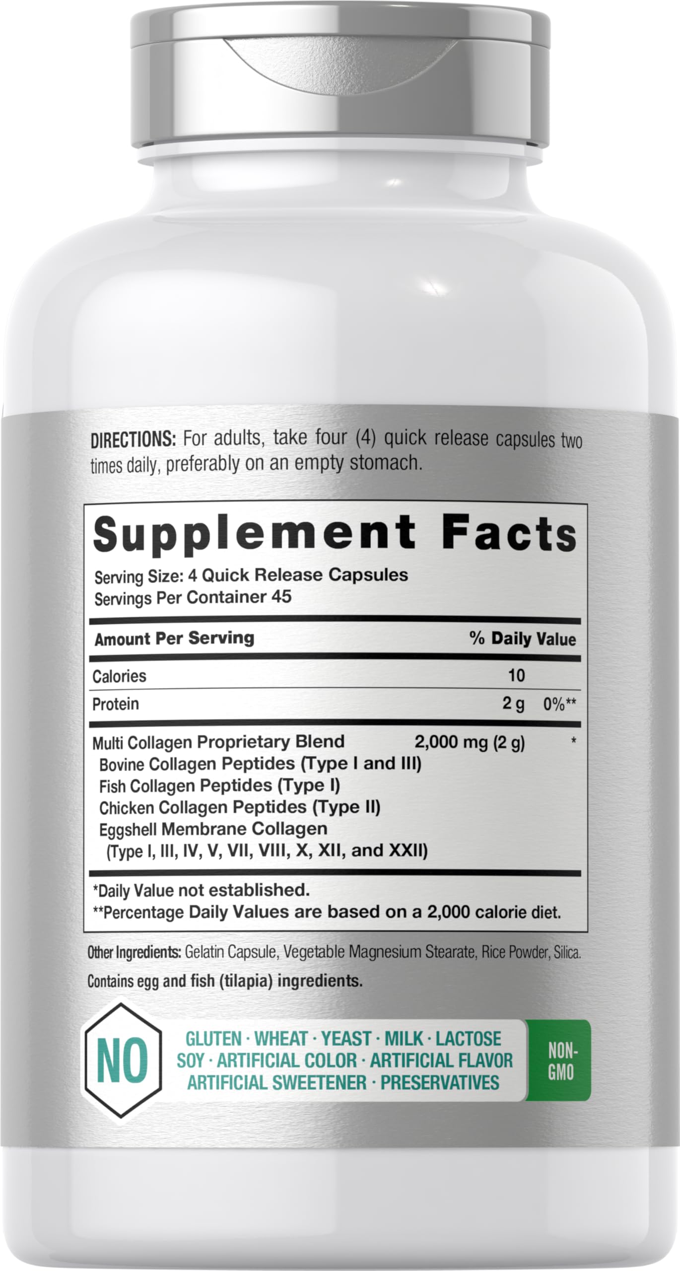 Horbäach Multi Collagen Protein 2000 mg Capsules, 180 Count