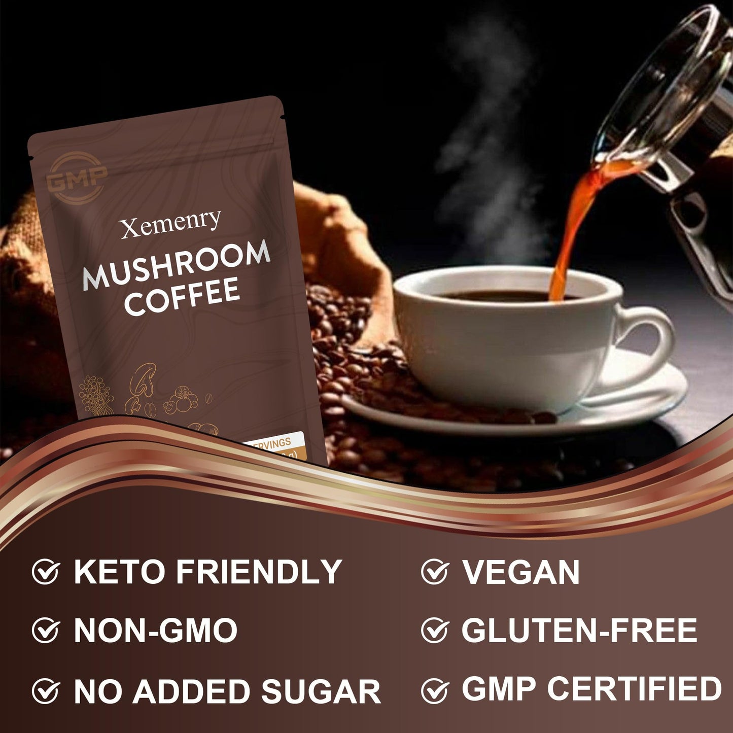 Xemenry Mushroom Coffee Powder 6.35 oz