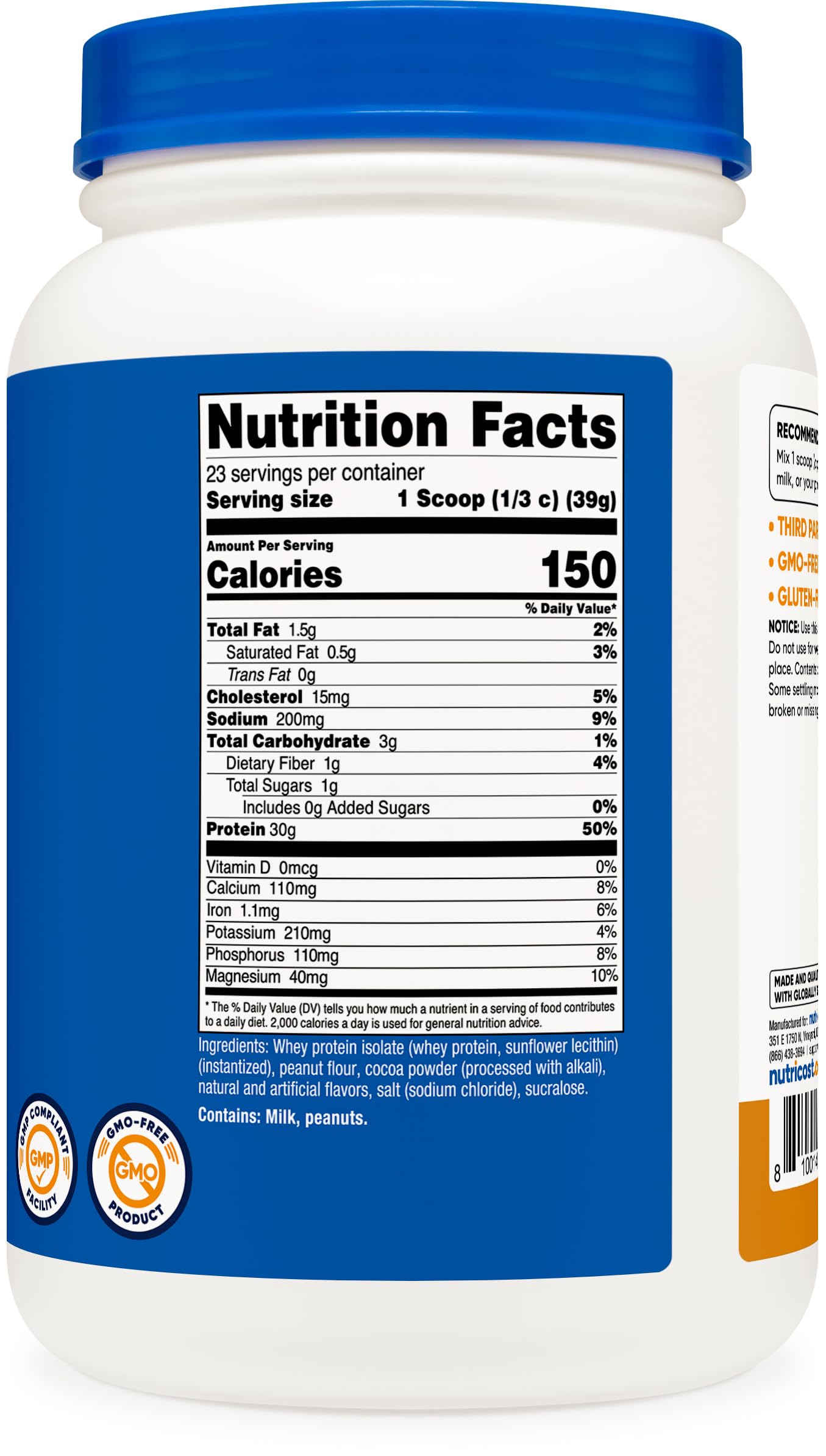 Nutricost Whey Protein Isolate (Chocolate Peanut Butter) Powder 32.4 oz