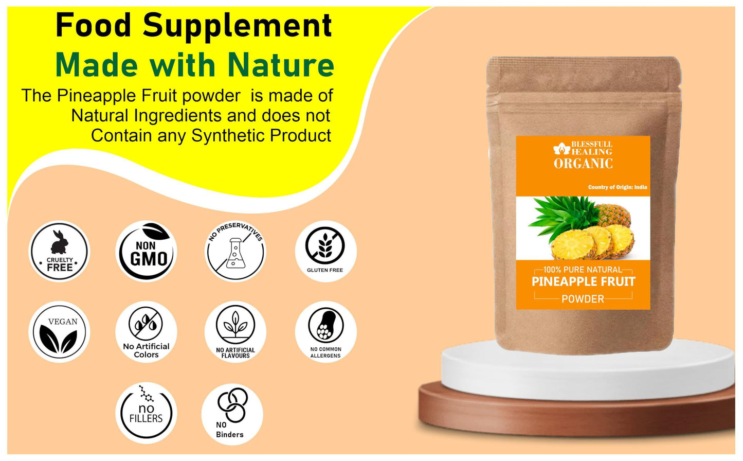 Blessfull Healing Organic Pineapple Fruit Powder 3.5274 oz