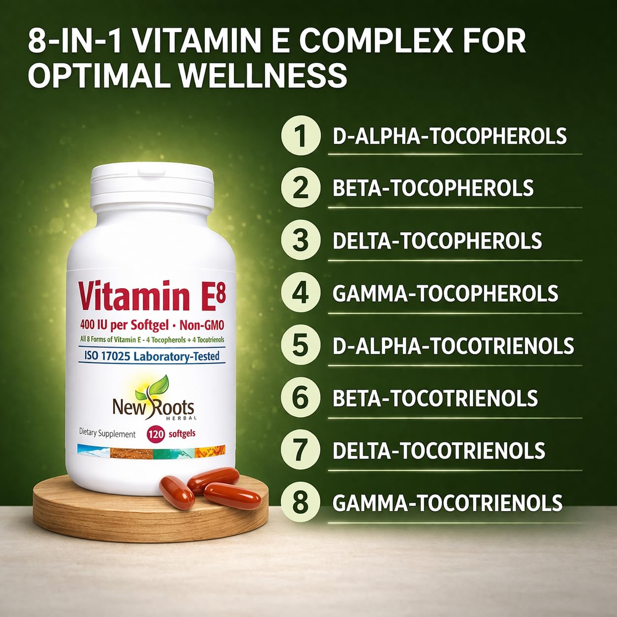 New Roots Herbal Vitamin E Softgels 400 IU, 120 Count