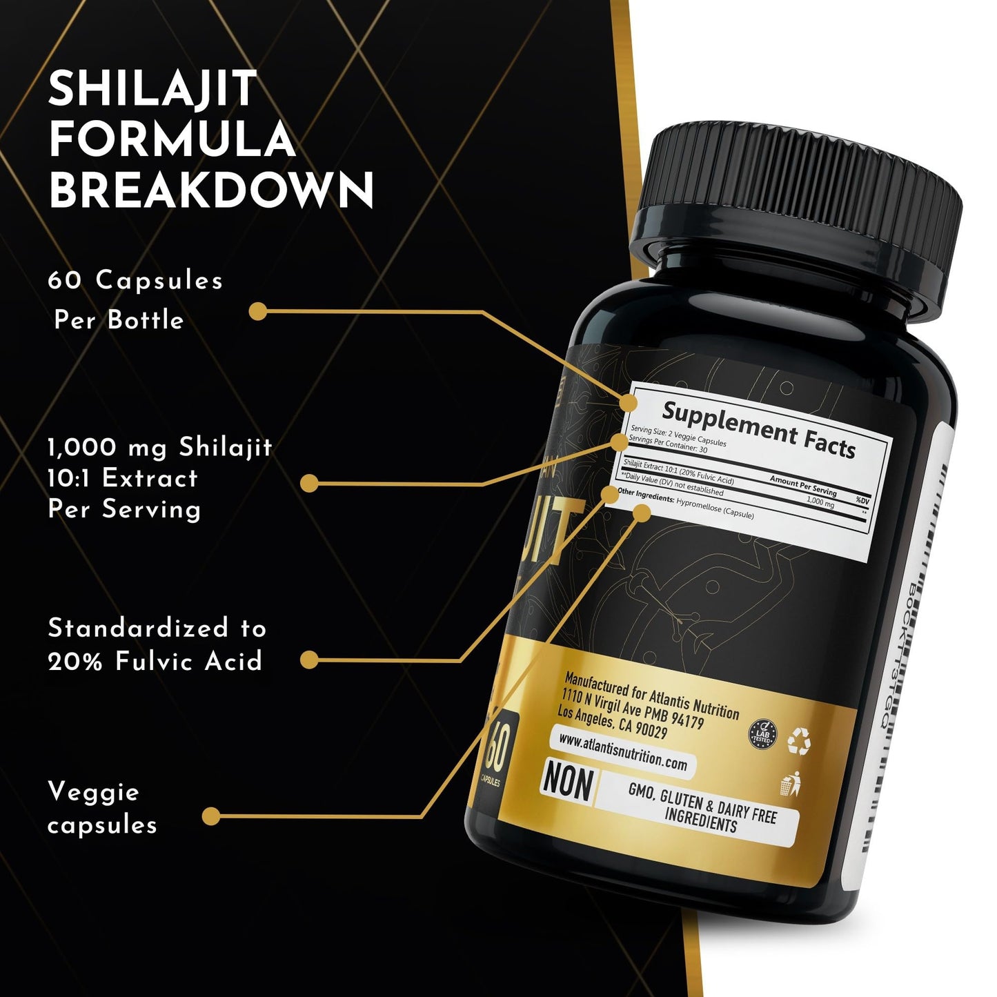 Atlantis Nutrition Himalayan Shilajit Capsules, 60 Capsules