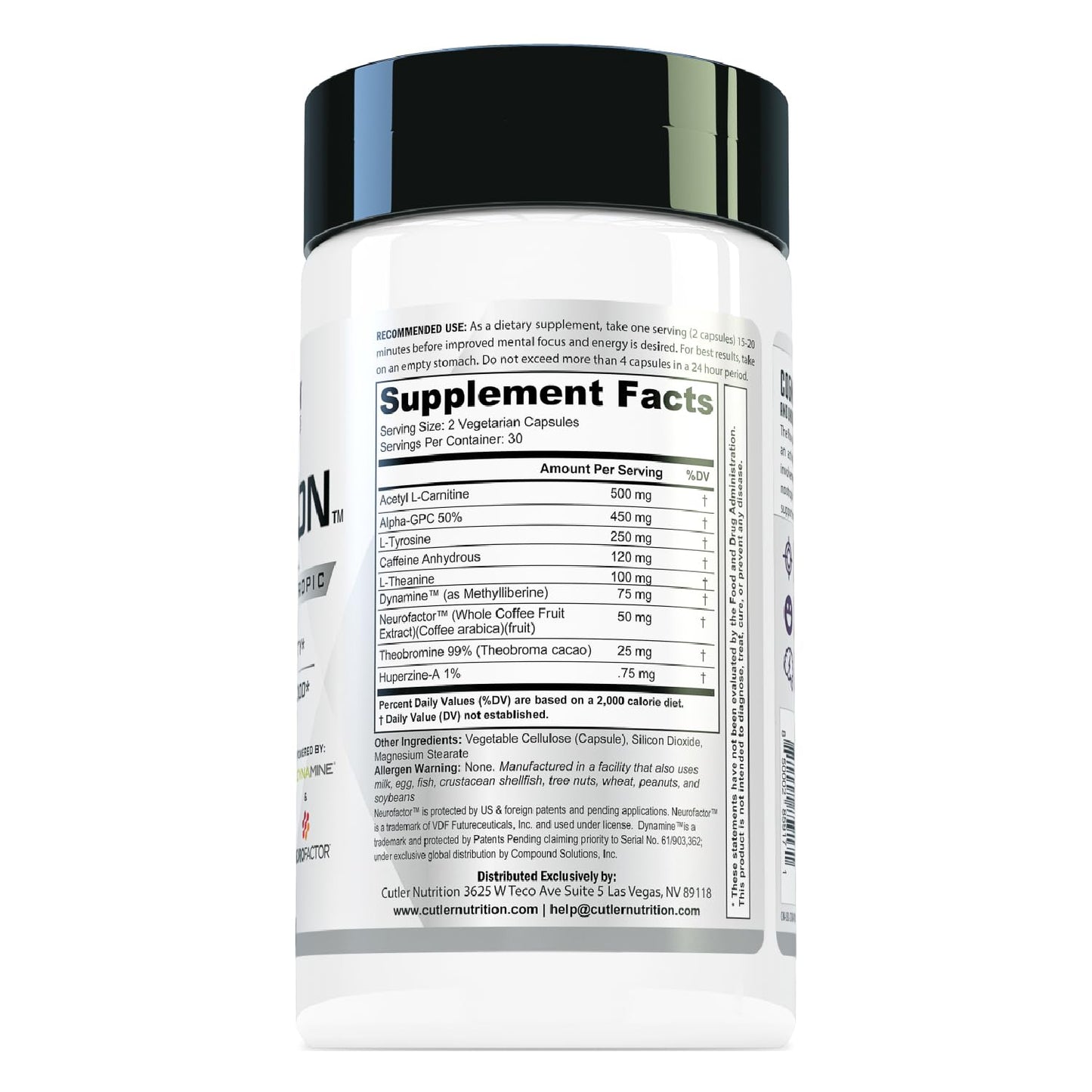 Cutler Nutrition Cognition Nootropic Brain Focus Supplement, 60 Capsules