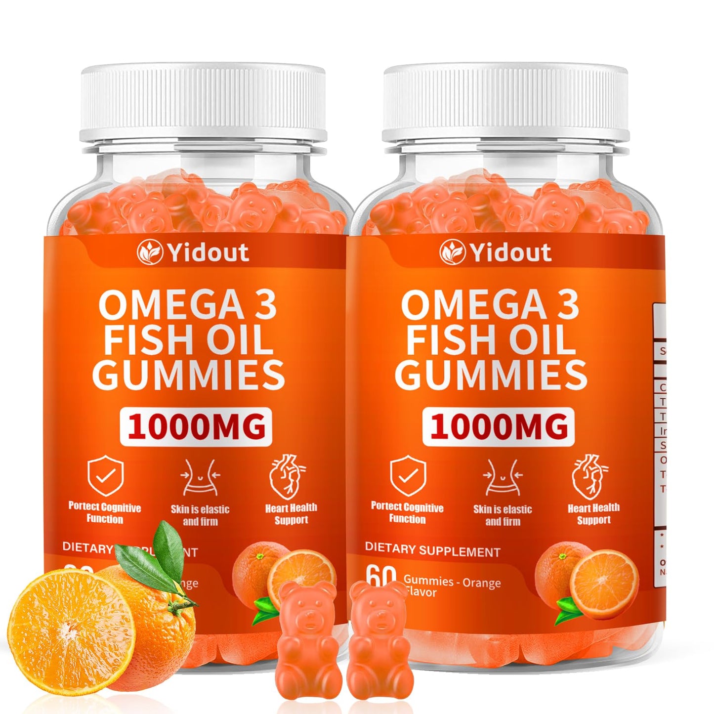 Yidout Omega 3 Fish Oil Gummies, 120 Count