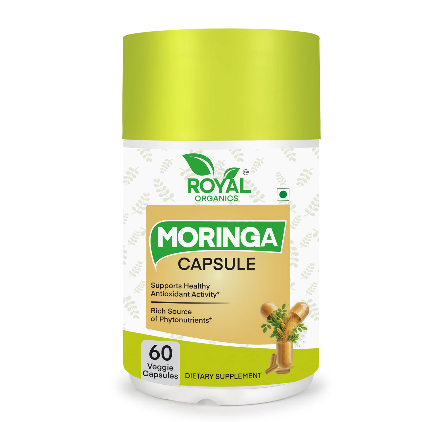 Royal Organics Moringa Capsule Supplement, 10:1 Extract, 500 mg, 60 Veggie Capsules