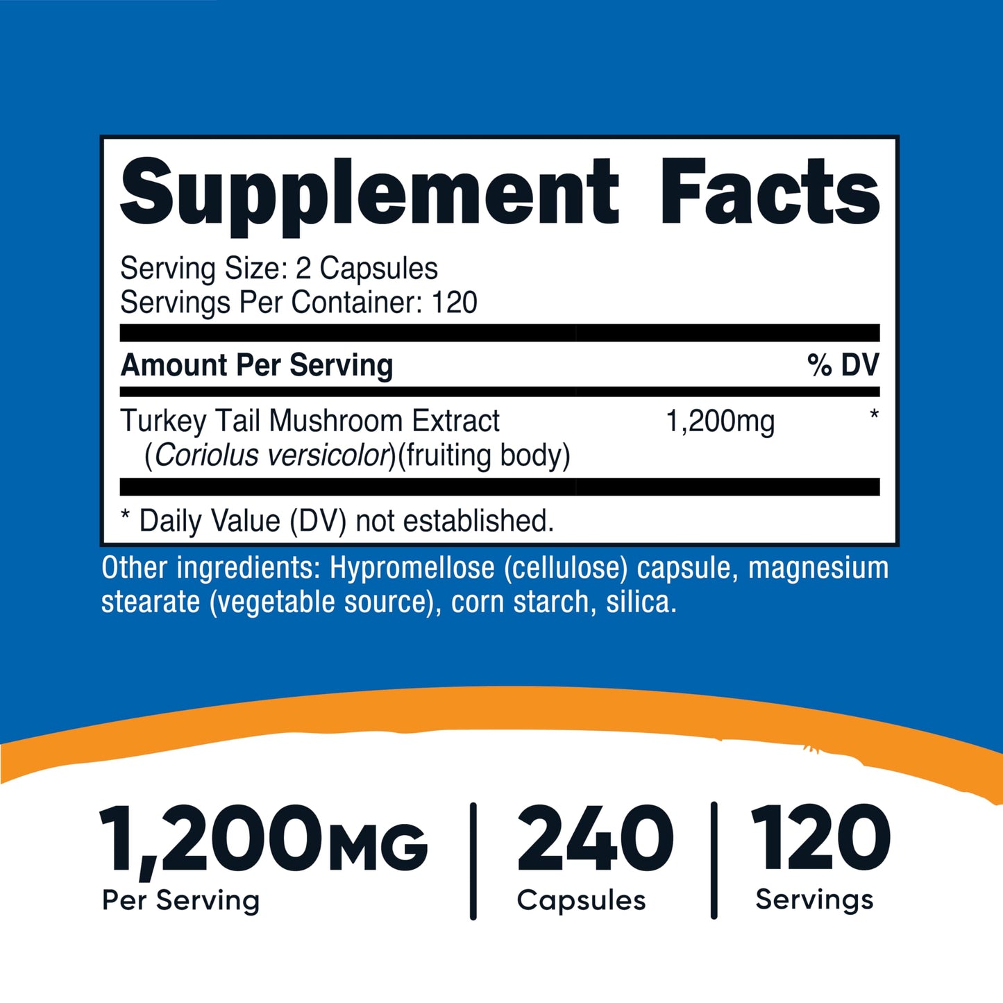 Nutricost Turkey Tail Mushroom Capsules 1200mg, 240 Capsules