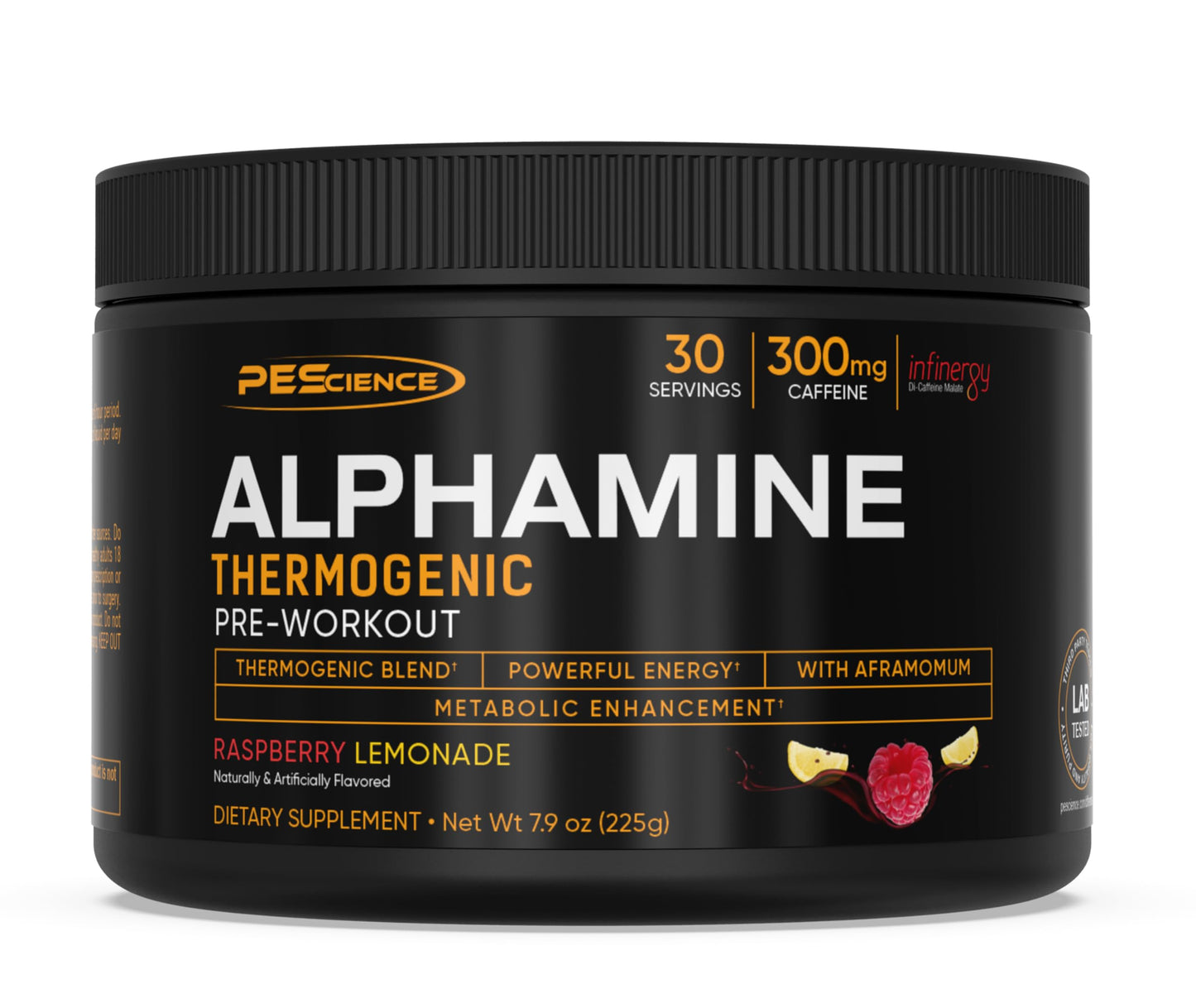 PEScience Alphamine Thermogenic Pre-Workout with L-Carnitine Raspberry Lemonade Powder 6.13 Ounce