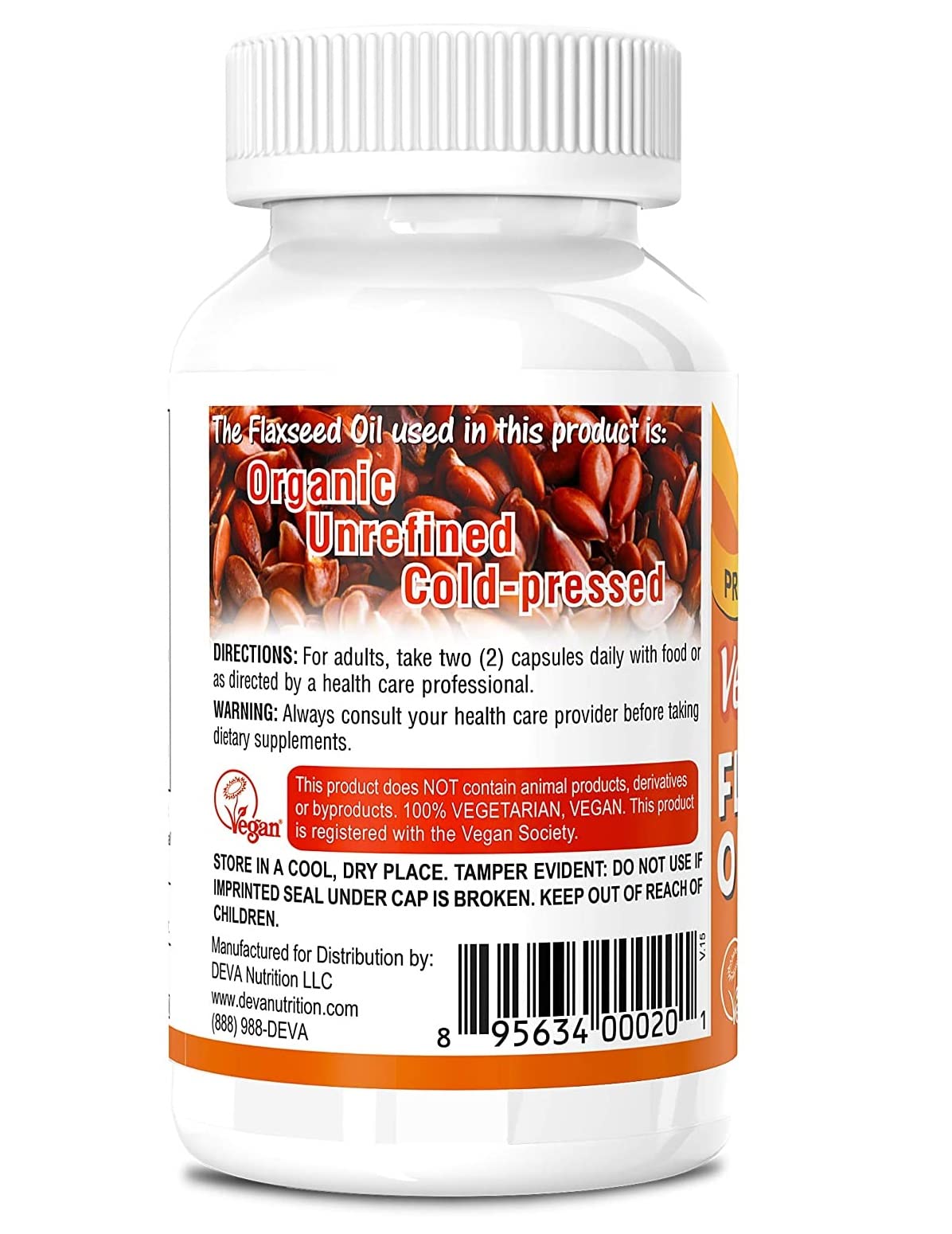 DEVA Organic Vegan Flax Seed Oil 1000mg Softgels, 270 Count