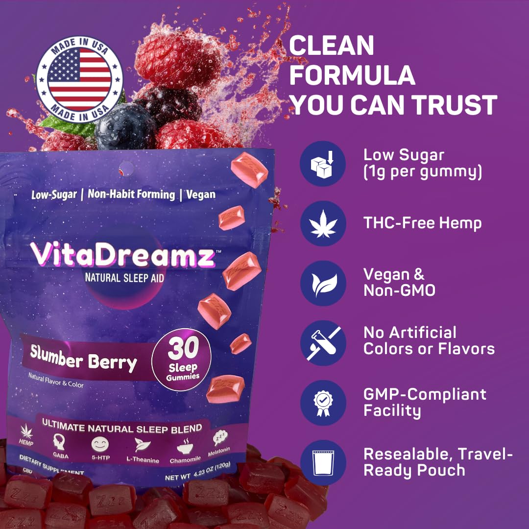 VitaDreamz Premium Melatonin Sleep Gummies 30 Count