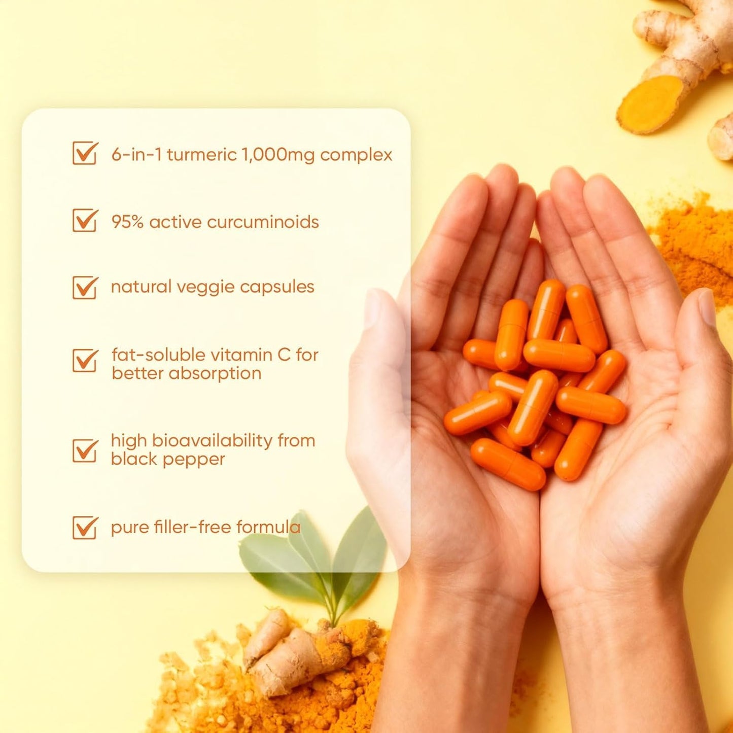 Awjsde Turmeric Curcumin Capsule 1000mg, 1 Count