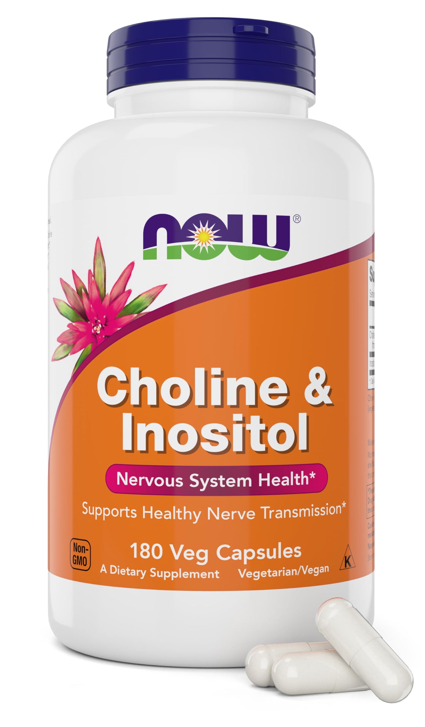 NOW Foods Choline & Inositol Capsules, 180 Count