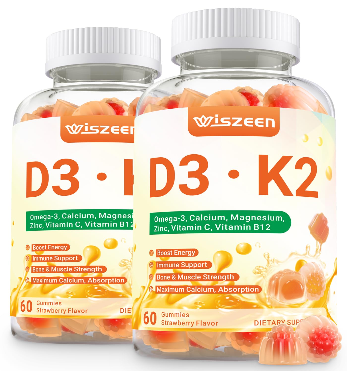 Wiszeen Vitamin D3 K2 Gummies, 120 Count