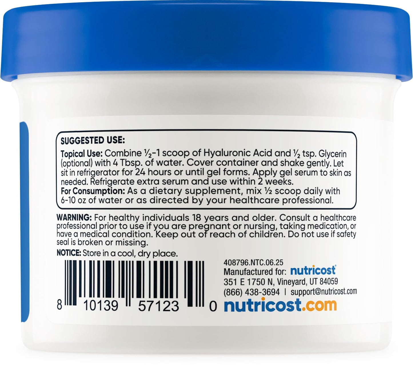 Nutricost Hyaluronic Acid Powder 1.77 Ounce