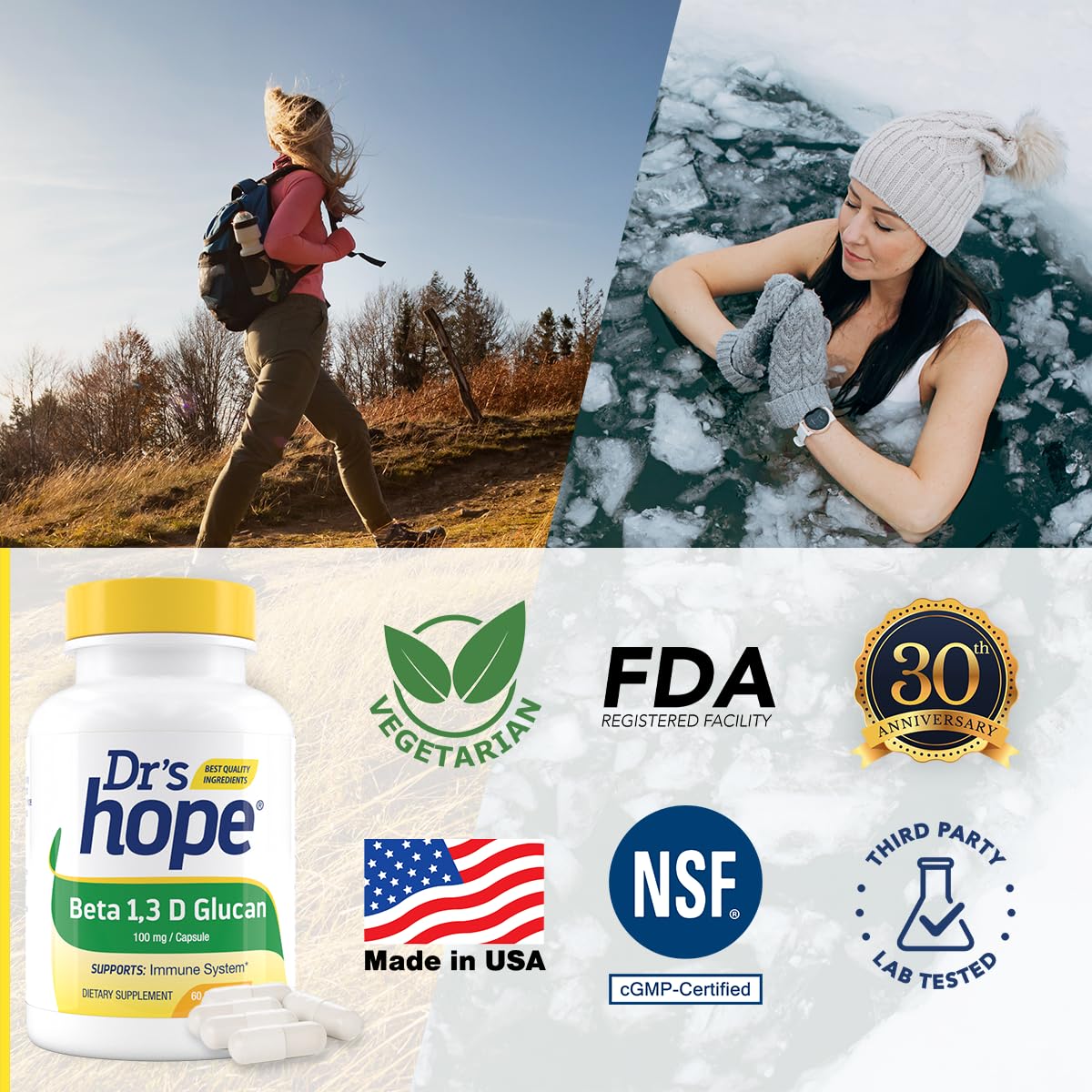 Dr’s Hope Beta Glucan Supplement 1,3D 500mg Capsules, 120 Count