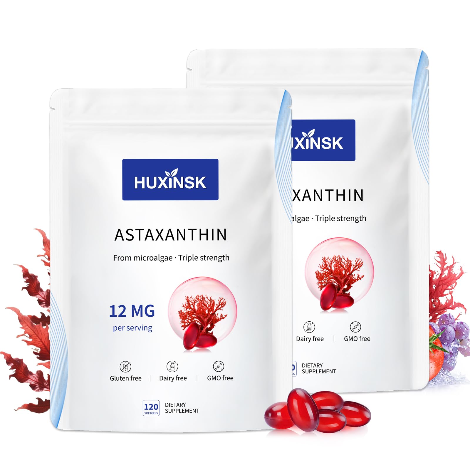 HUXINSK Astaxanthin 12mg Softgels 240 Count