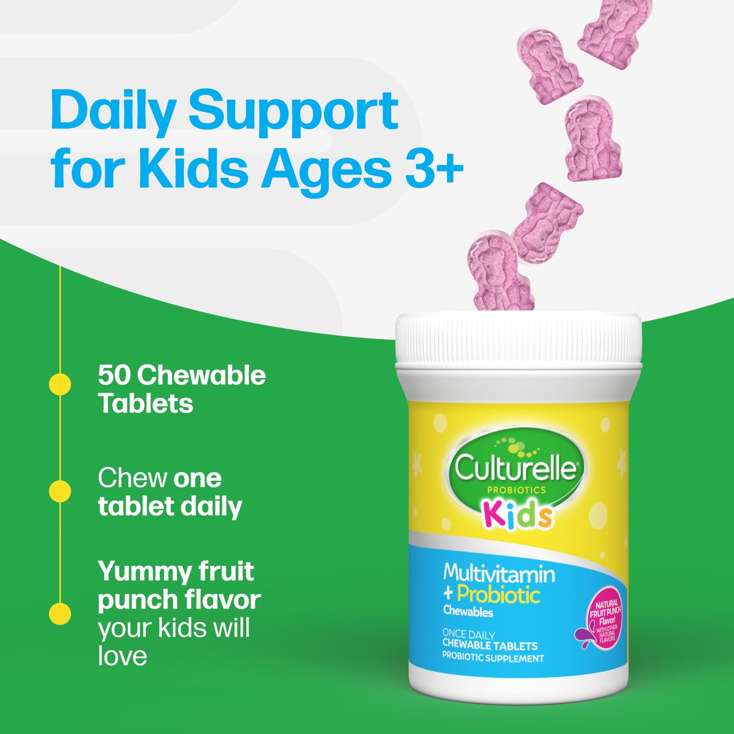 Culturelle Kids Complete Multivitamin + Probiotic Tablet, 90 Count