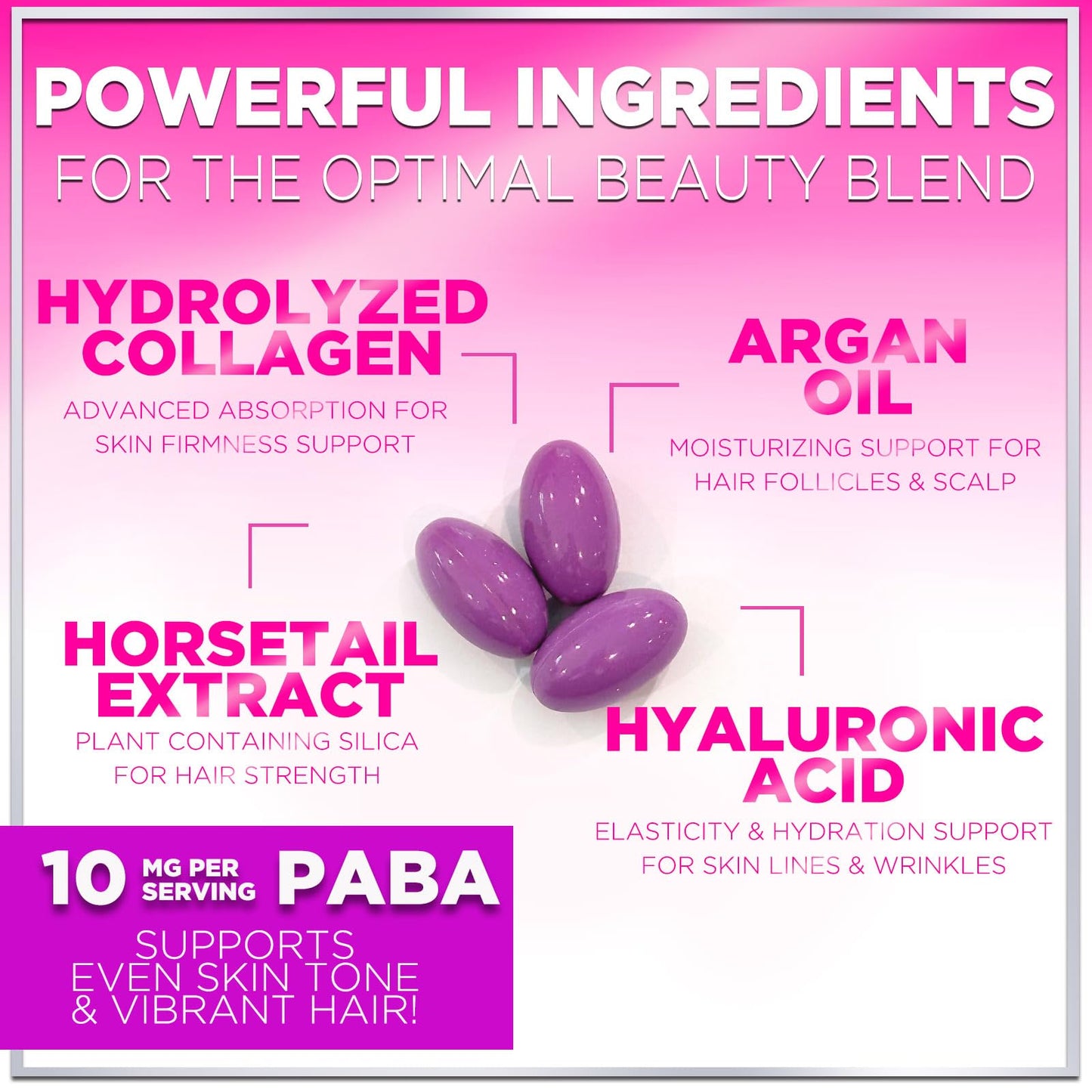 Hello Lovely! Hair Vitamins for Women for Hair Growth - Argan-Infused Supplement with Collagen, Biotin and Hyaluronic Acid Softgels 120