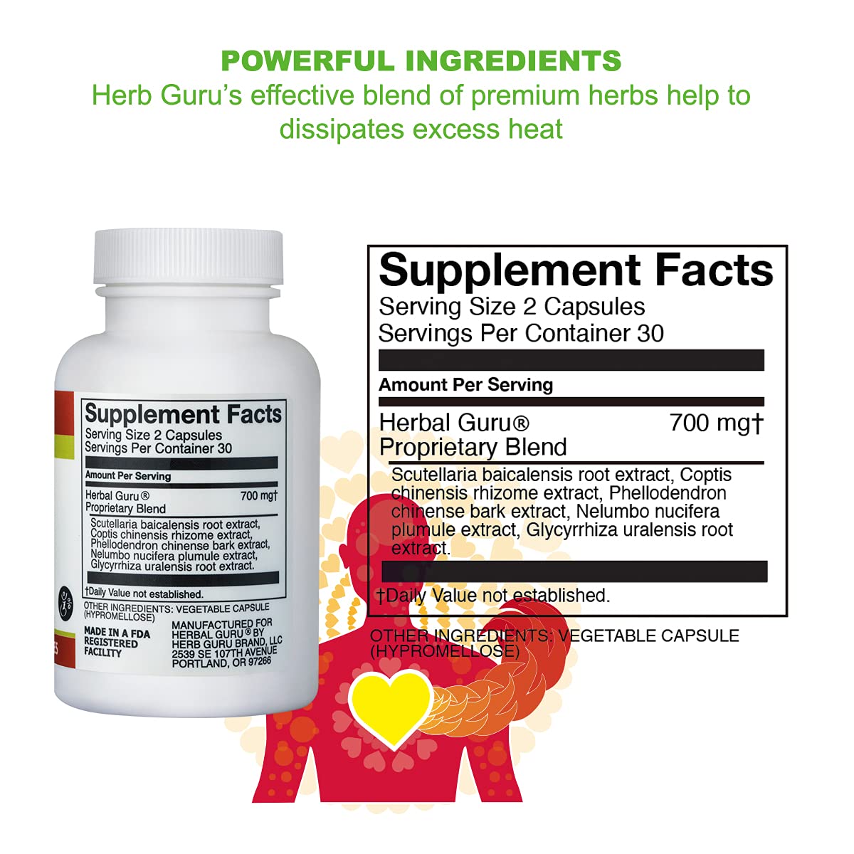 Herb Guru Cool Down Chinese Herbs Skullcap Herbal Supplement 60 Capsules