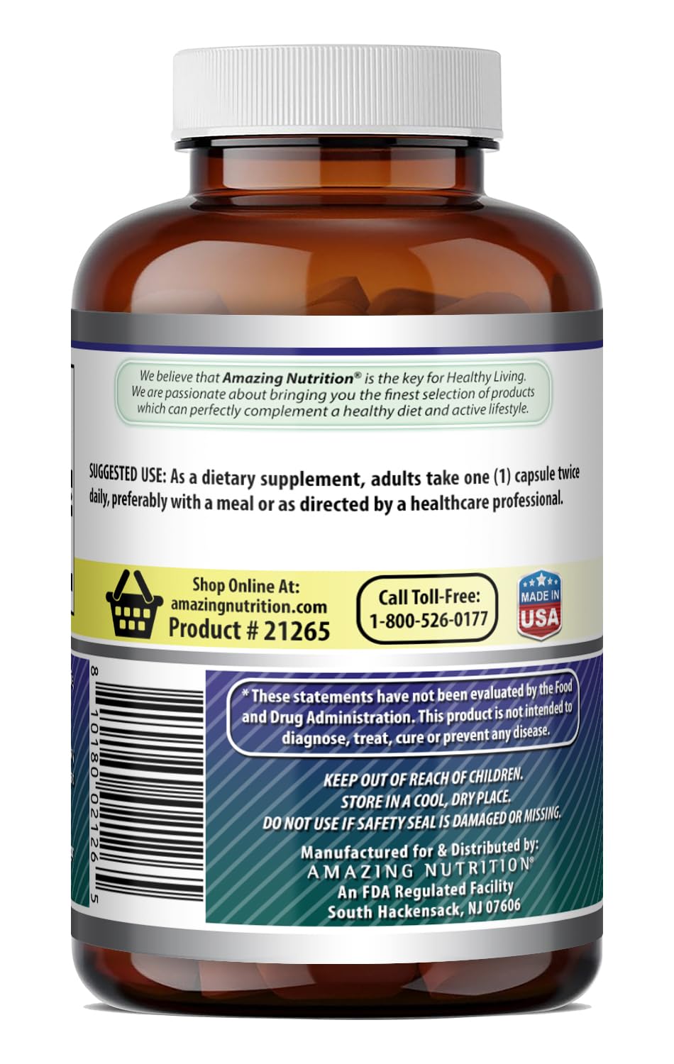 Amazing Nutrition Alpha Lipoic Acid 600 Mg Per Serving Capsules 120 Count