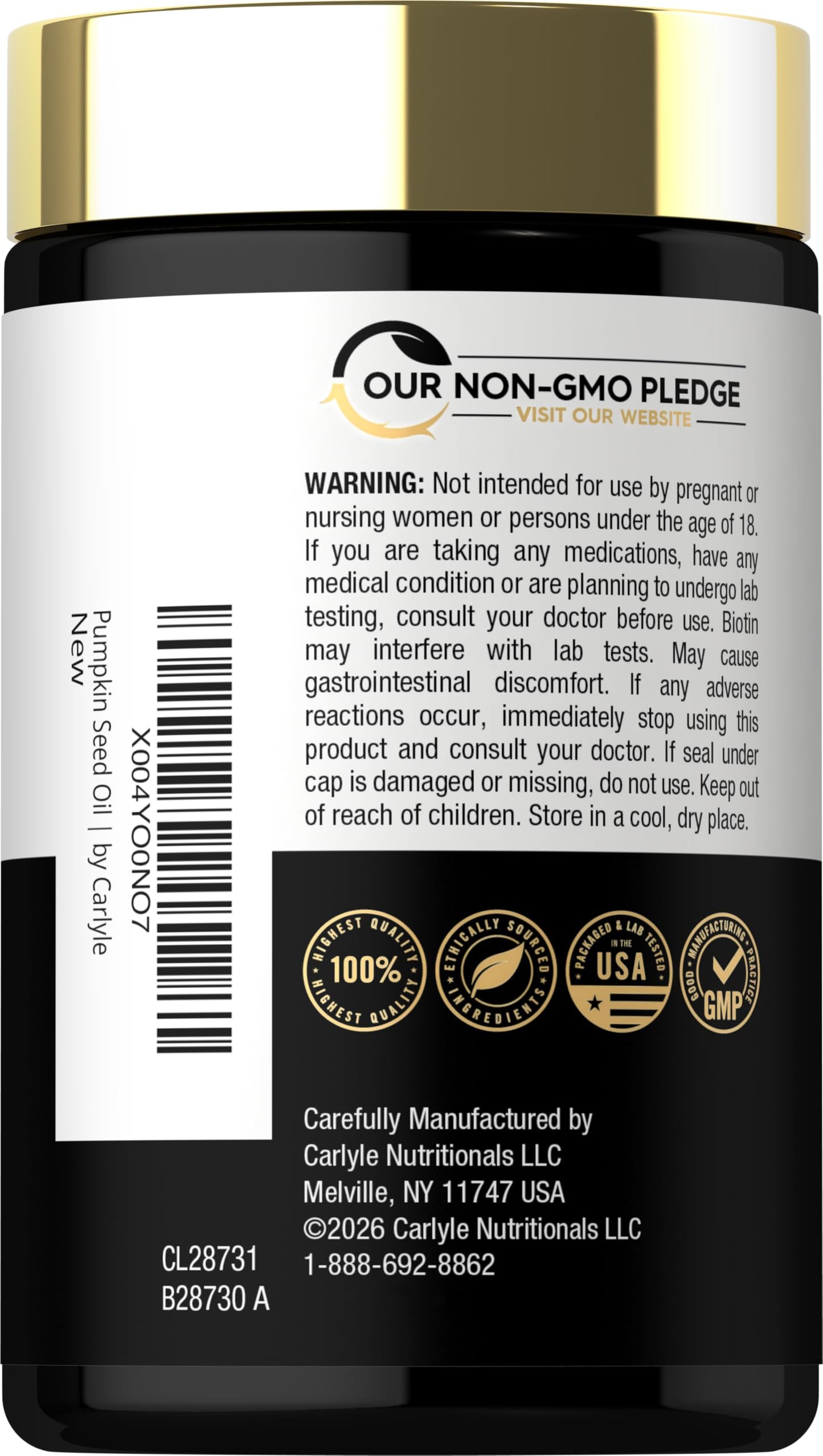 Carlyle Pumpkin Seed Oil with Saw Palmetto 4000 Mg Softgel Capsules, 120 Count