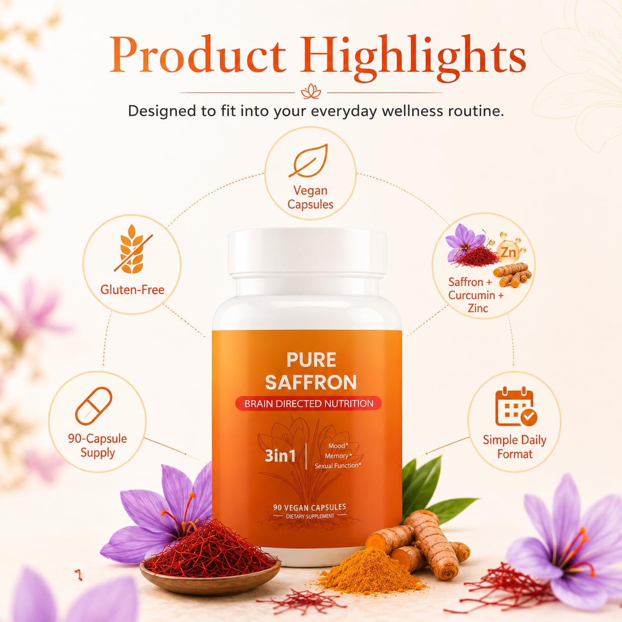 versafy Happy Saffron with Curcumin & Zinc 1 Capsule