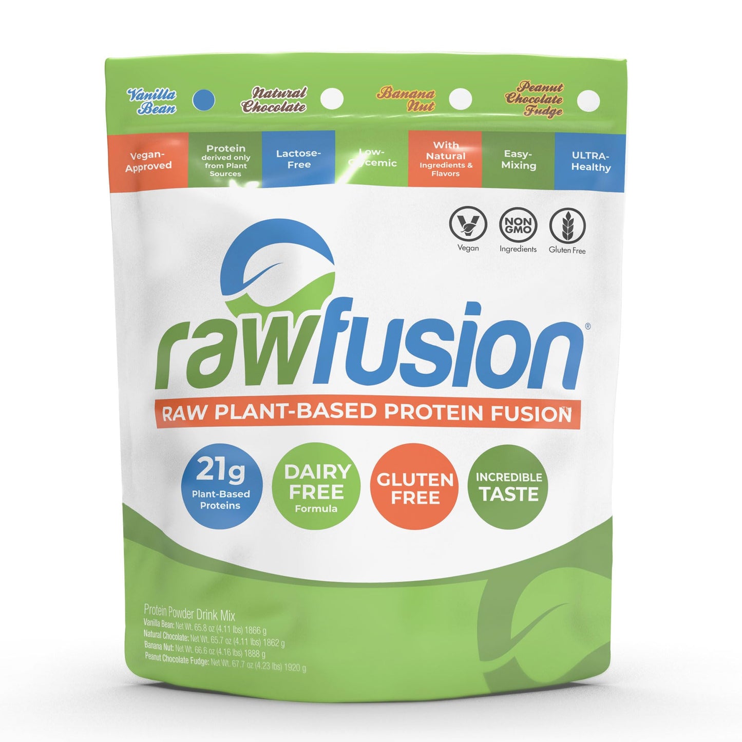 SAN Rawfusion Vegan Protein Powder Vanilla Bean, 4.08 lb, 60 Servings