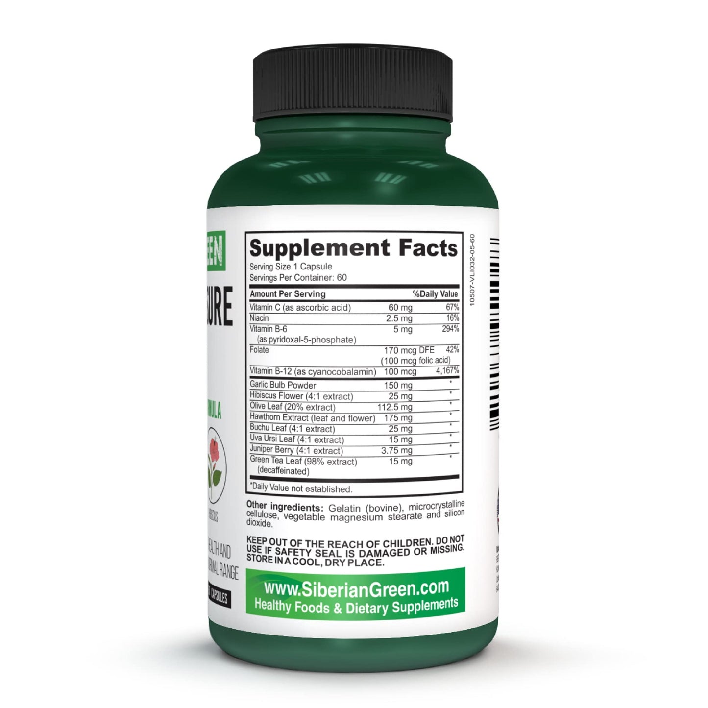 Siberian Green Blood Cardio Pressure Herbal Support Capsules, 60 Capsules