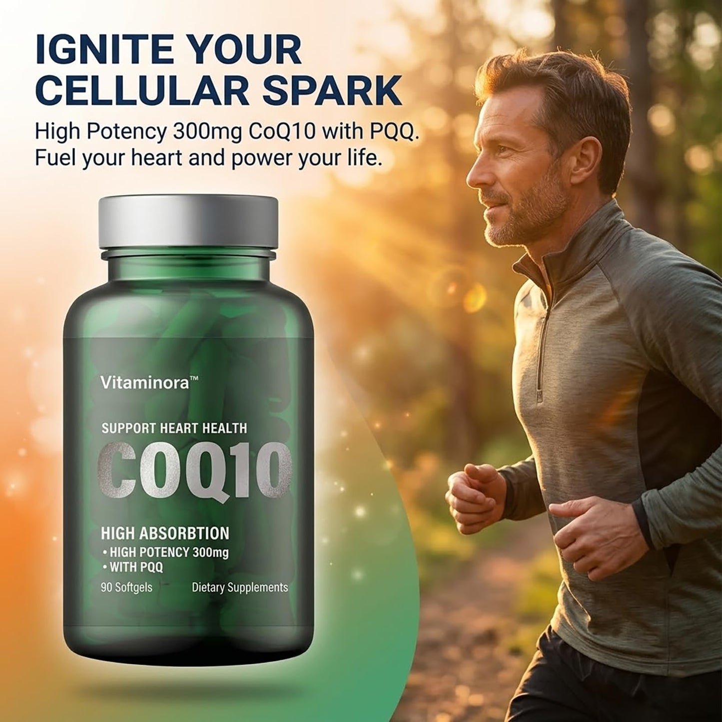 Vitaminora CoQ10 300mg Softgels, High Potency Ubiquinone, 180 Count