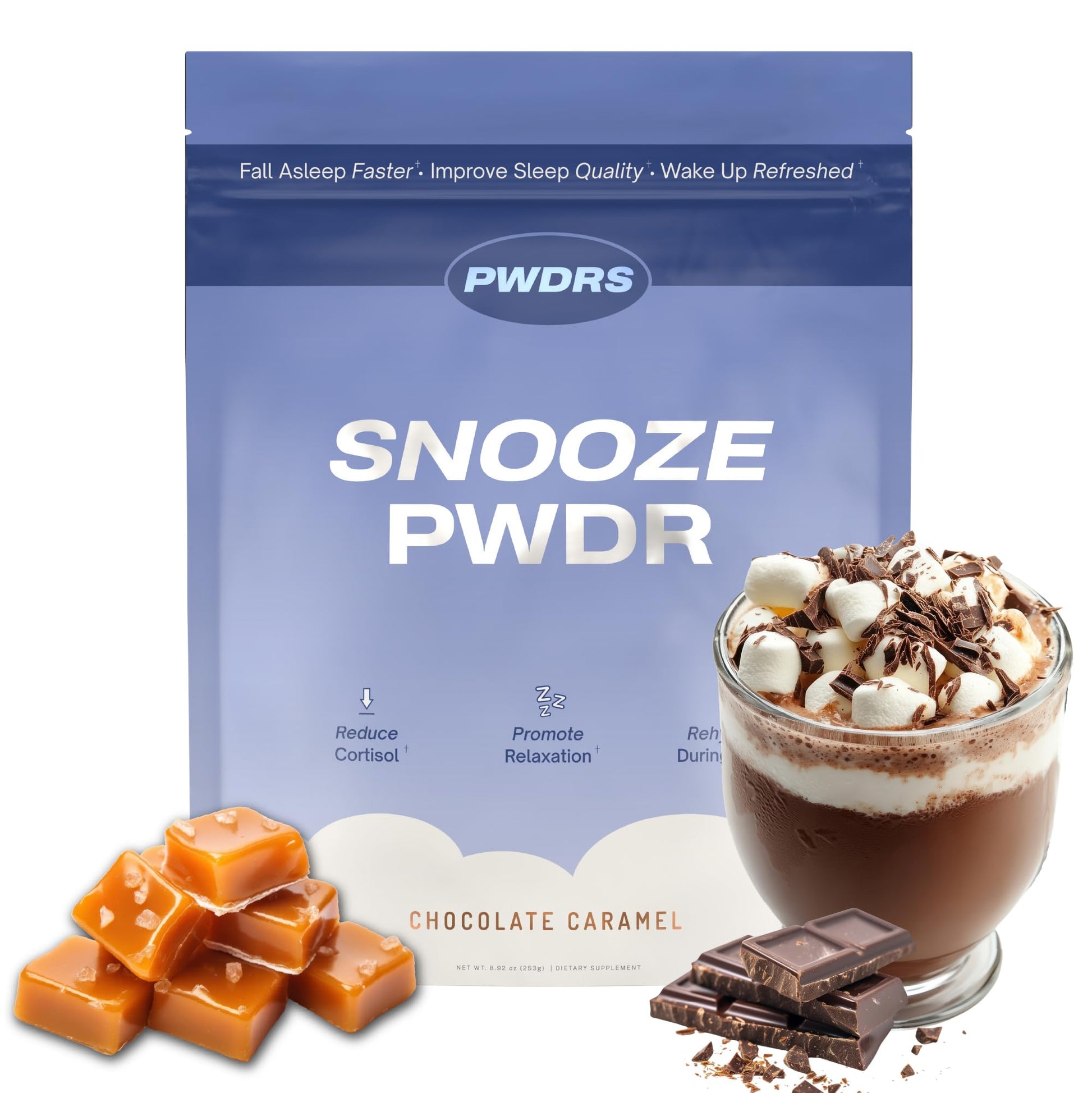 PWDRS Snooze Sleepy Time Hot Chocolate Powder 8.92 Ounce