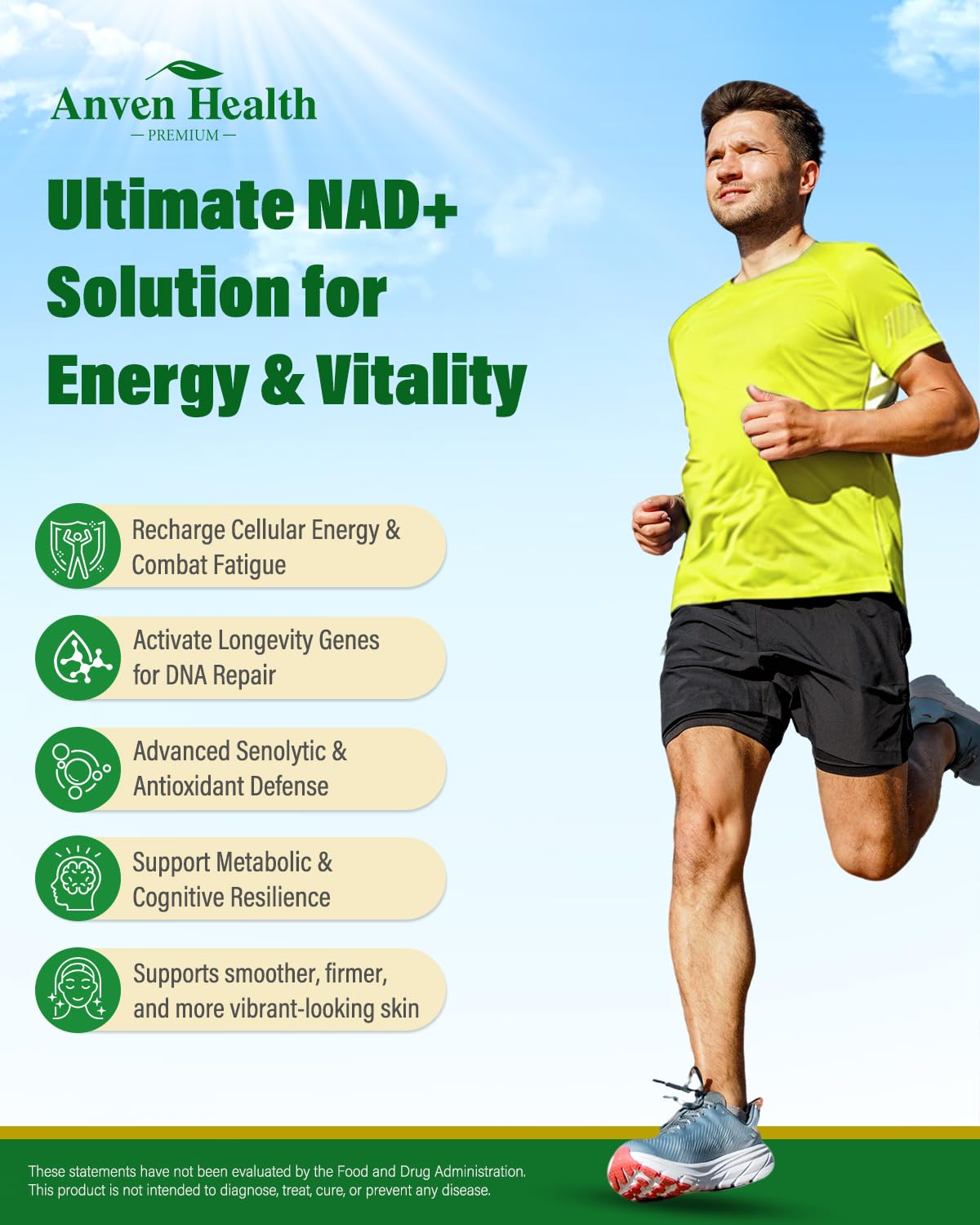 Anven Health Liposomal NAD+ Resveratrol Supplement - NMN Alternative with Trans-Resveratrol, Quercetin & Fisetin, 180 Capsules