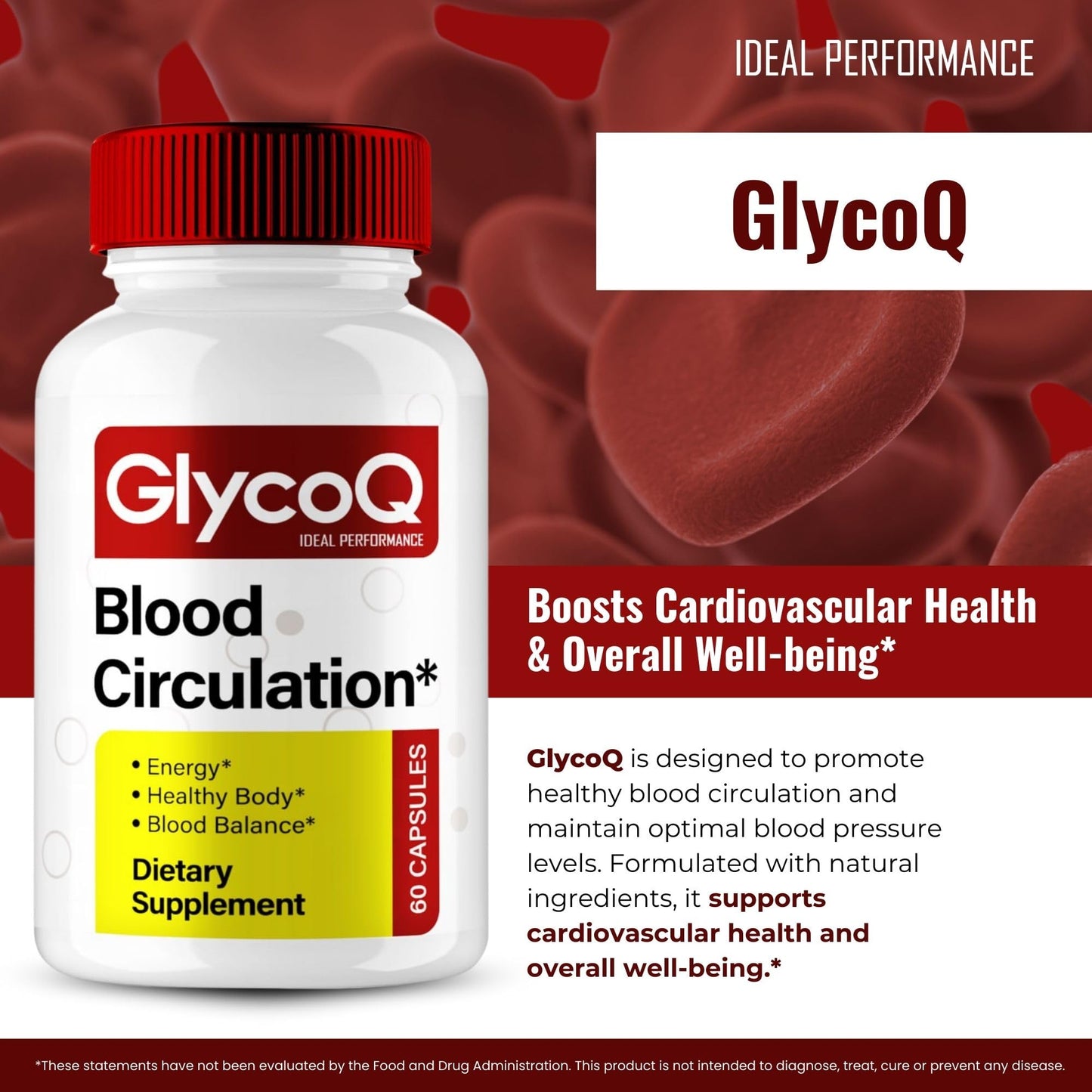 Ideal Performance GlycoQ Blood Support Supplement Capsule, 300 Capsules