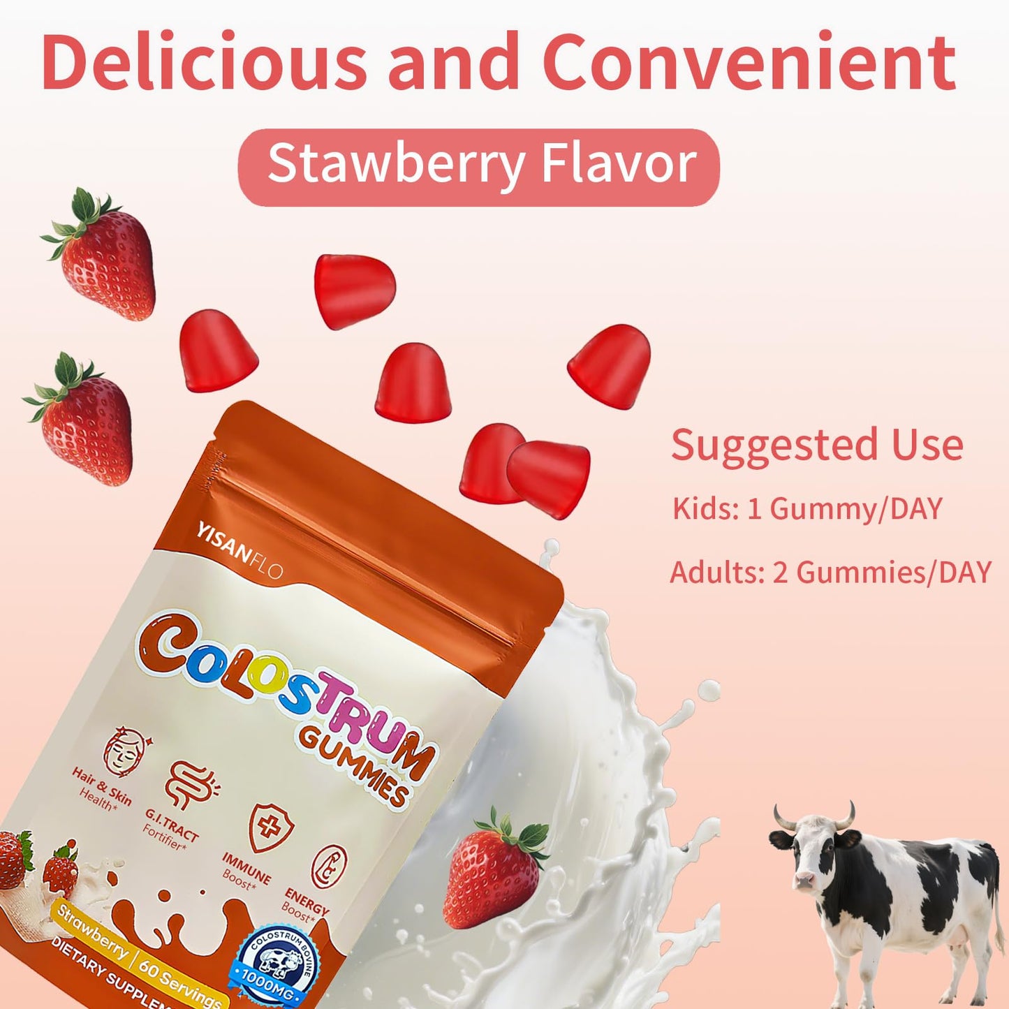 YISANFLO Colostrum Gummies 60 Count