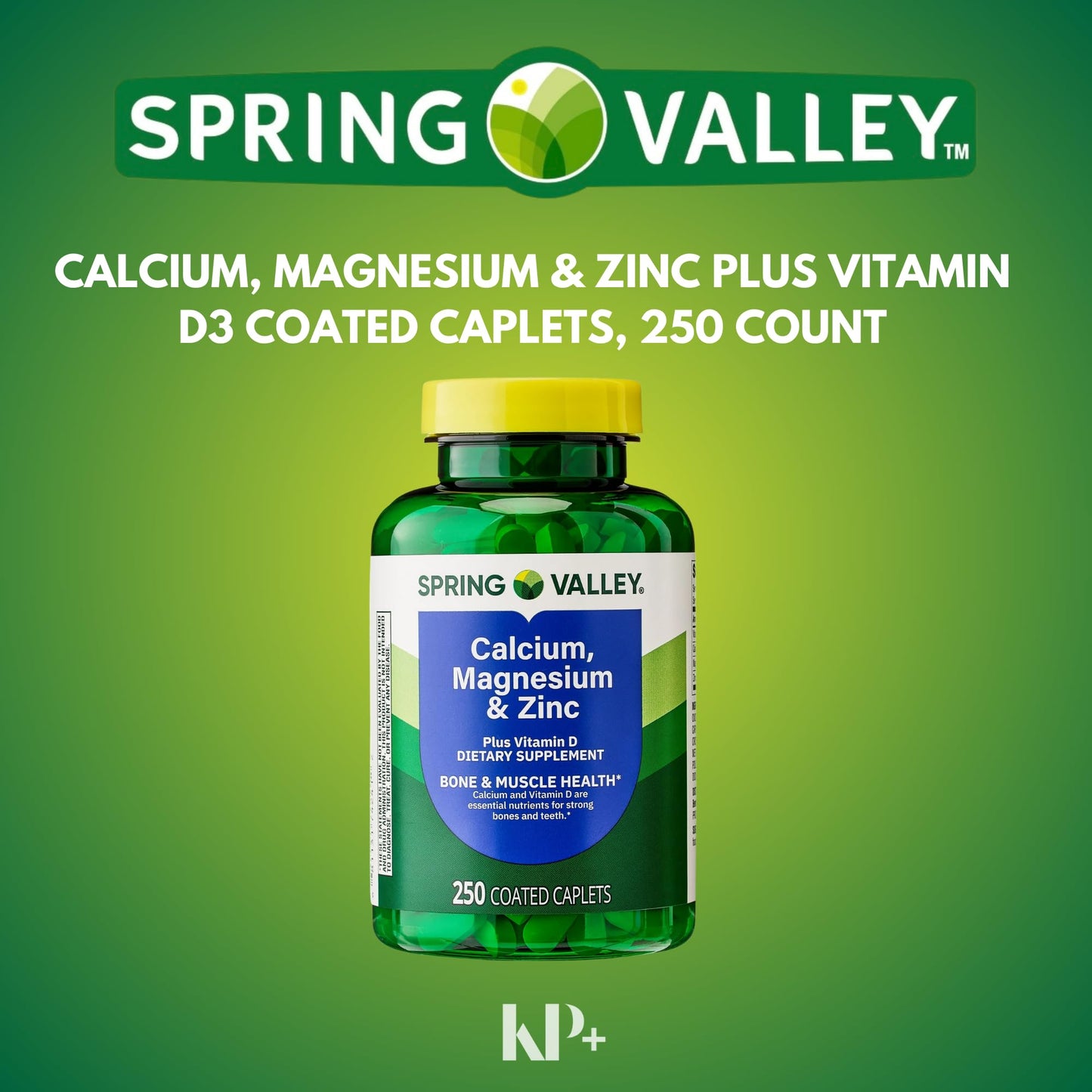 Generic Calcium, Magnesium, Zinc Plus Vitamin D3 Dietary Supplement Tablet, 250 Count