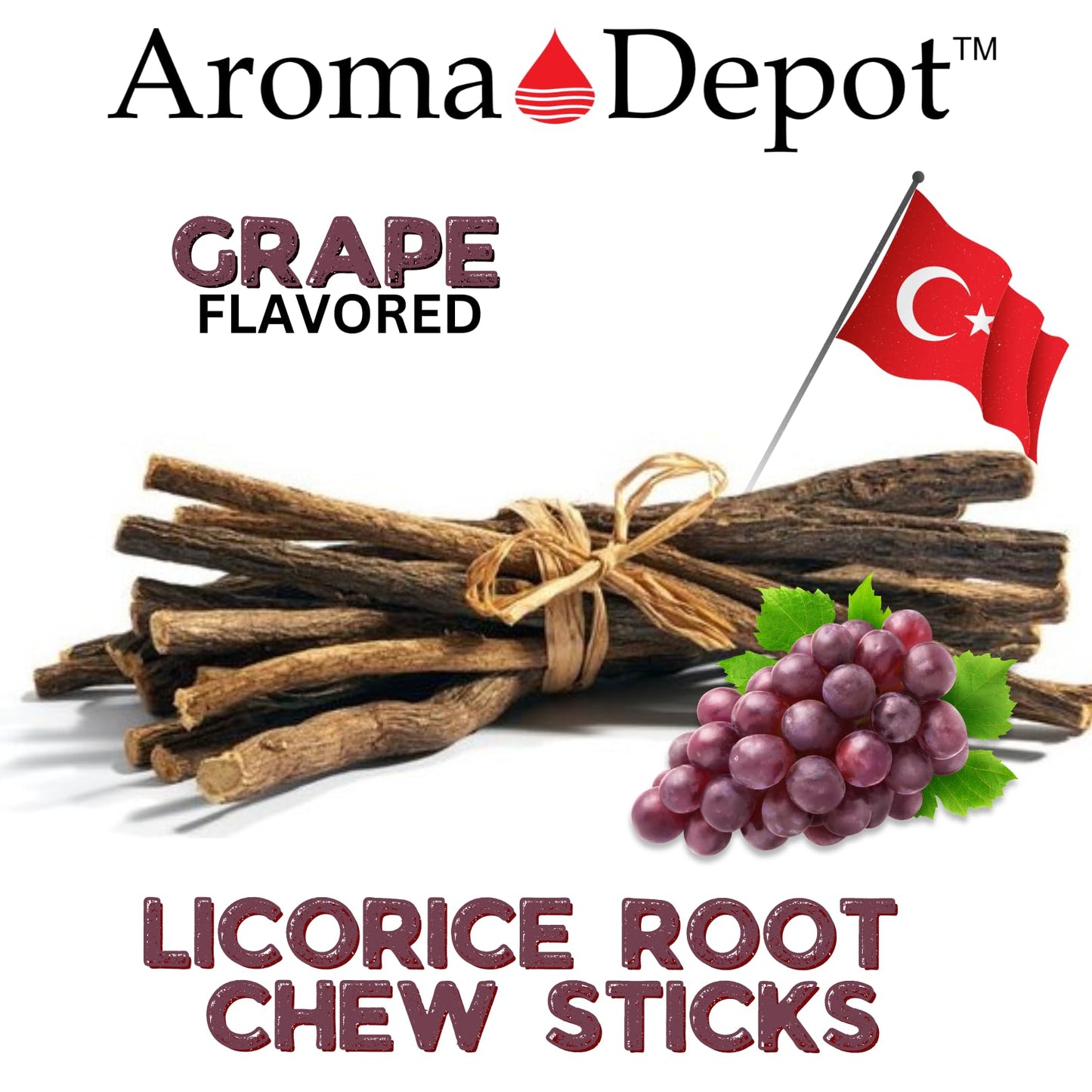 Aroma Depot Grape Licorice Root Chew Sticks, 4 Sticks