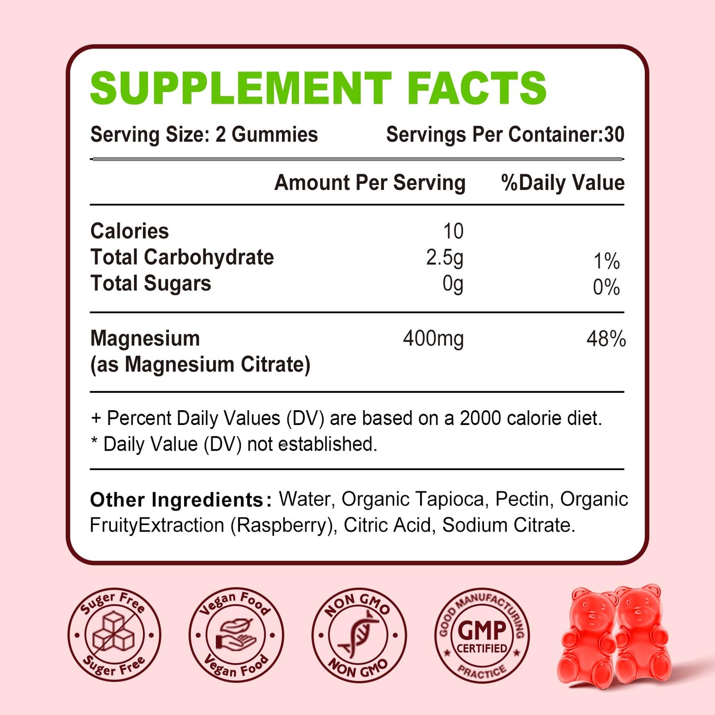 Zetelixia Magnesium Citrate Gummies 400mg, 120 Gummies