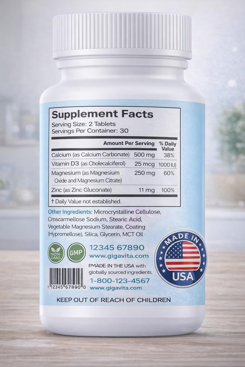 Giga Vita Calcium Vitamin D3 Magnesium Zinc Capsule, 60 Capsules