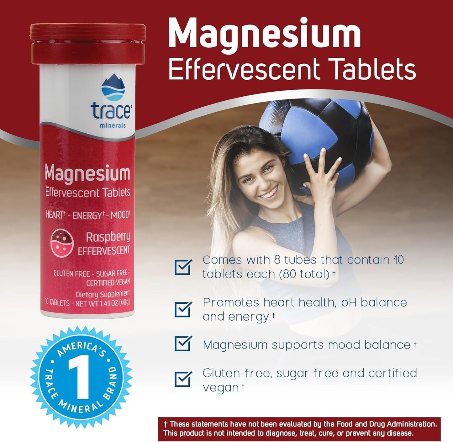 Trace Minerals Magnesium Effervescent Tablet, 80 Count