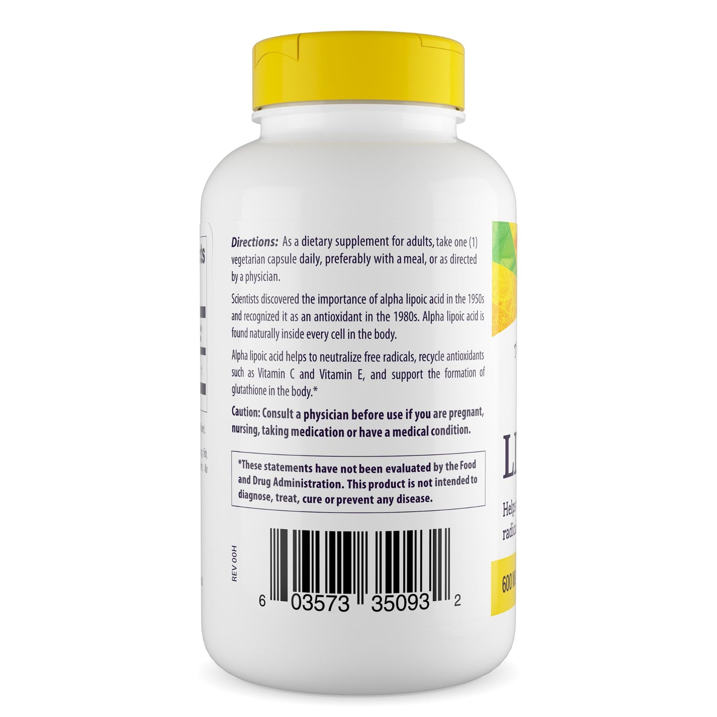 Healthy Origins Alpha Lipoic Acid 600 mg Capsule, 150 Veggie Capsules