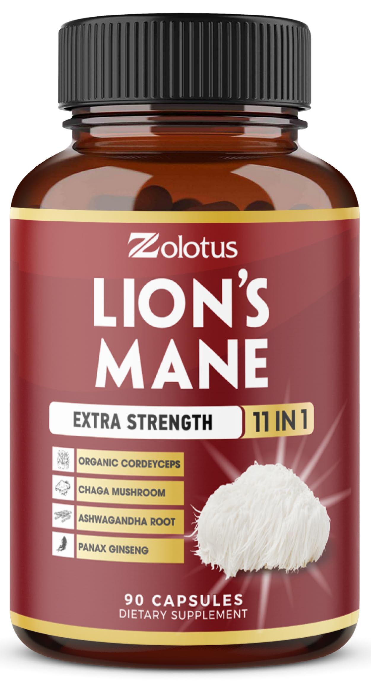 Zolotus 11 in 1 Lions Mane Mushroom Capsules, 90 Capsules