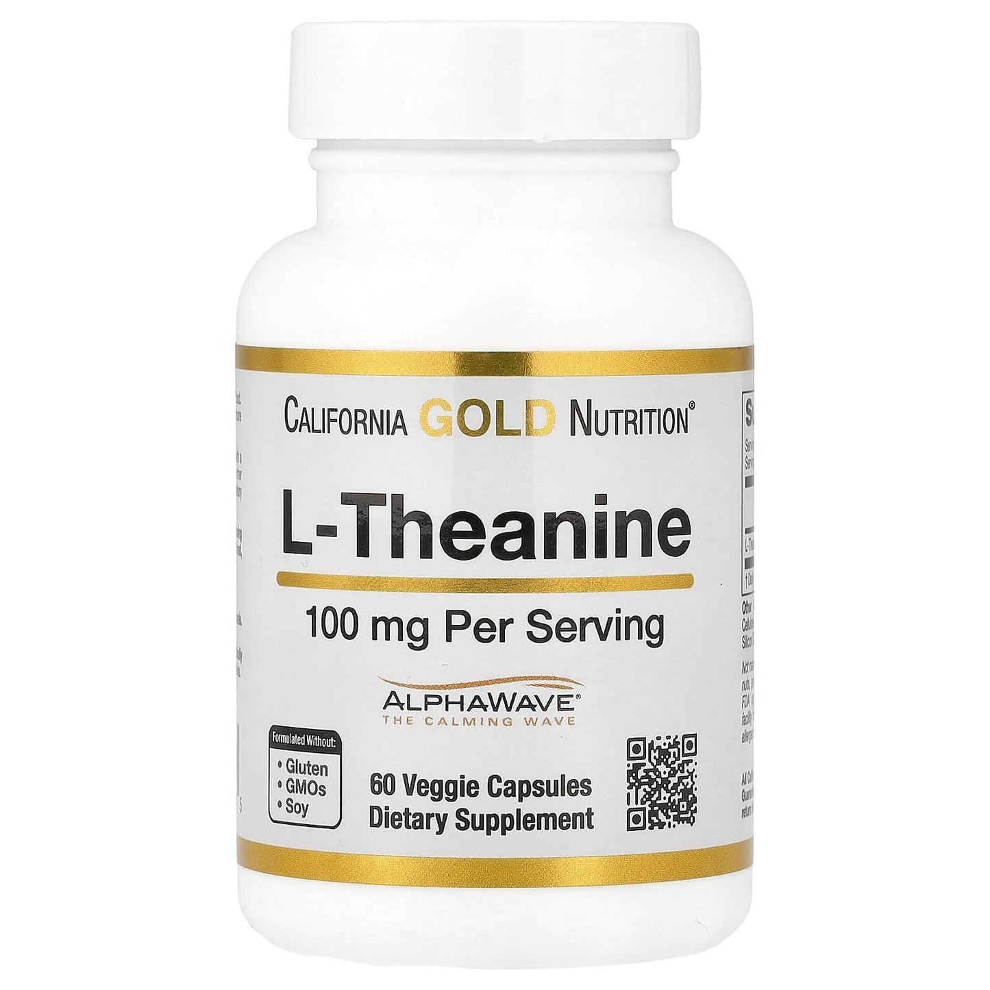 California Gold Nutrition L-Theanine Featuring AlphaWave 100 mg Veggie Capsules, 60 Count