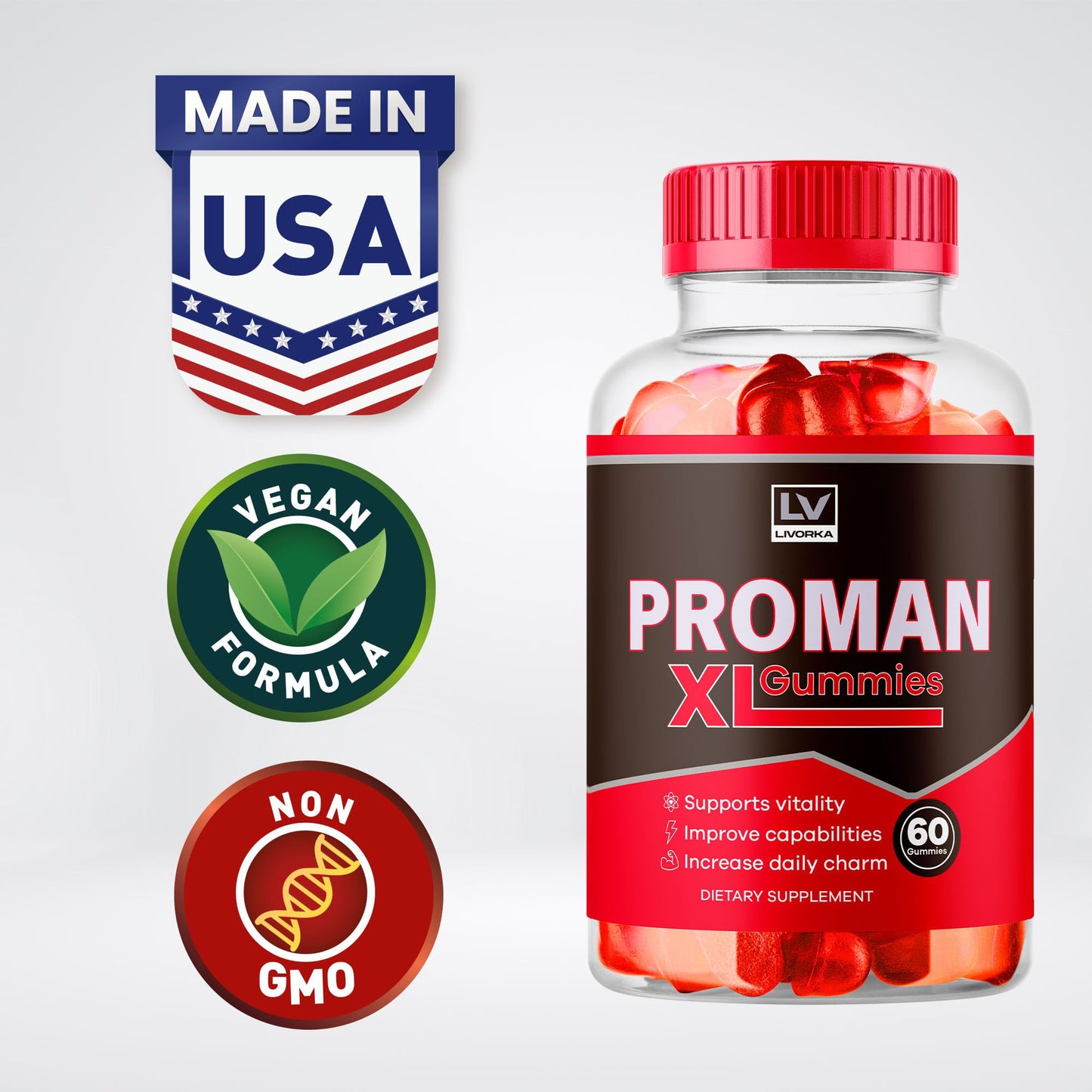 LIVORKA Proman XL Gummies 60 Count